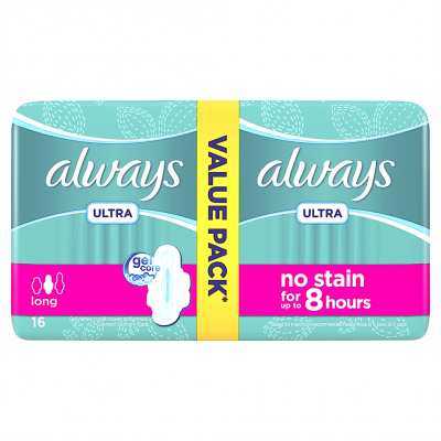 always ultra long 16 pads  value pack  no stain for up to 8 hours
